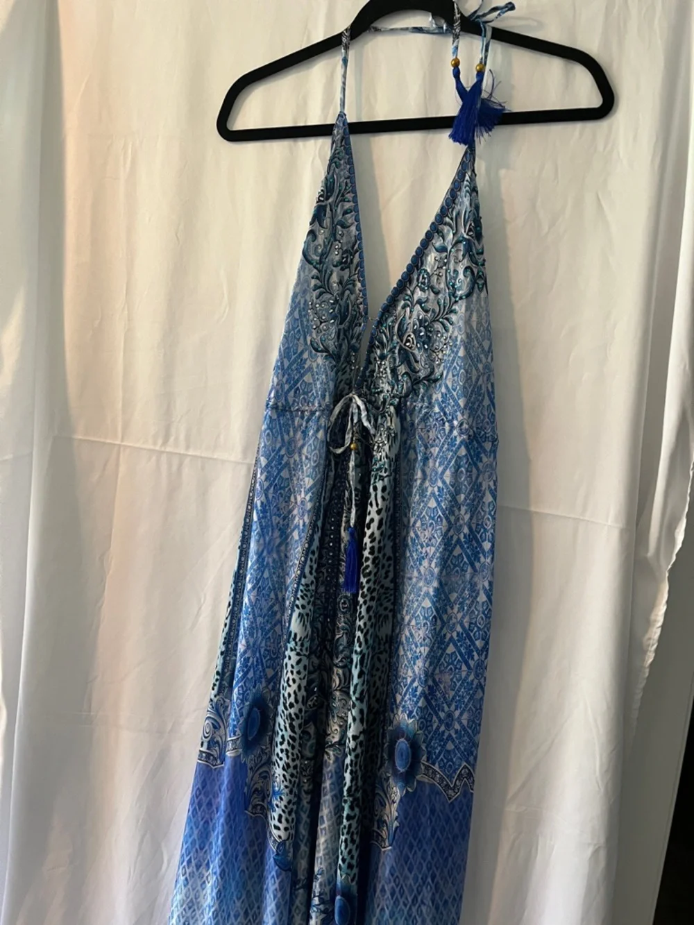 Blue Bohemian Halter Maxi Dress - Picture 1 of 6